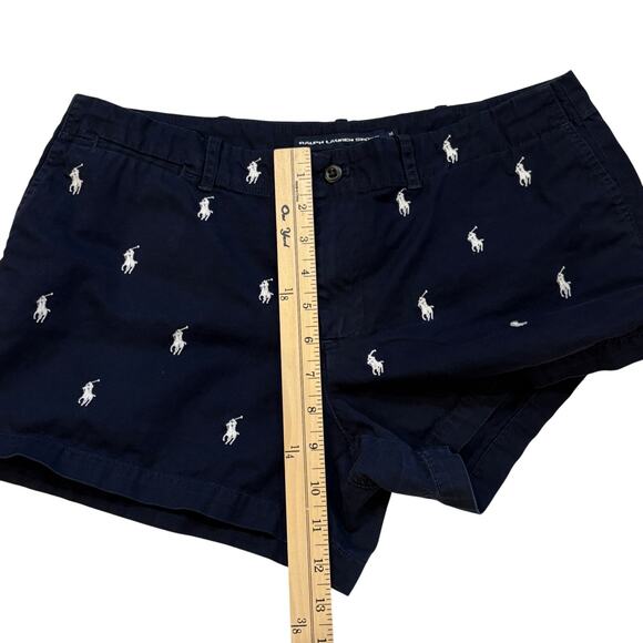 Vintage Ralph Lauren Shorts Womens Size 14 Blue Chino Twill Preppy Pony Logo - Picture 6 of 6